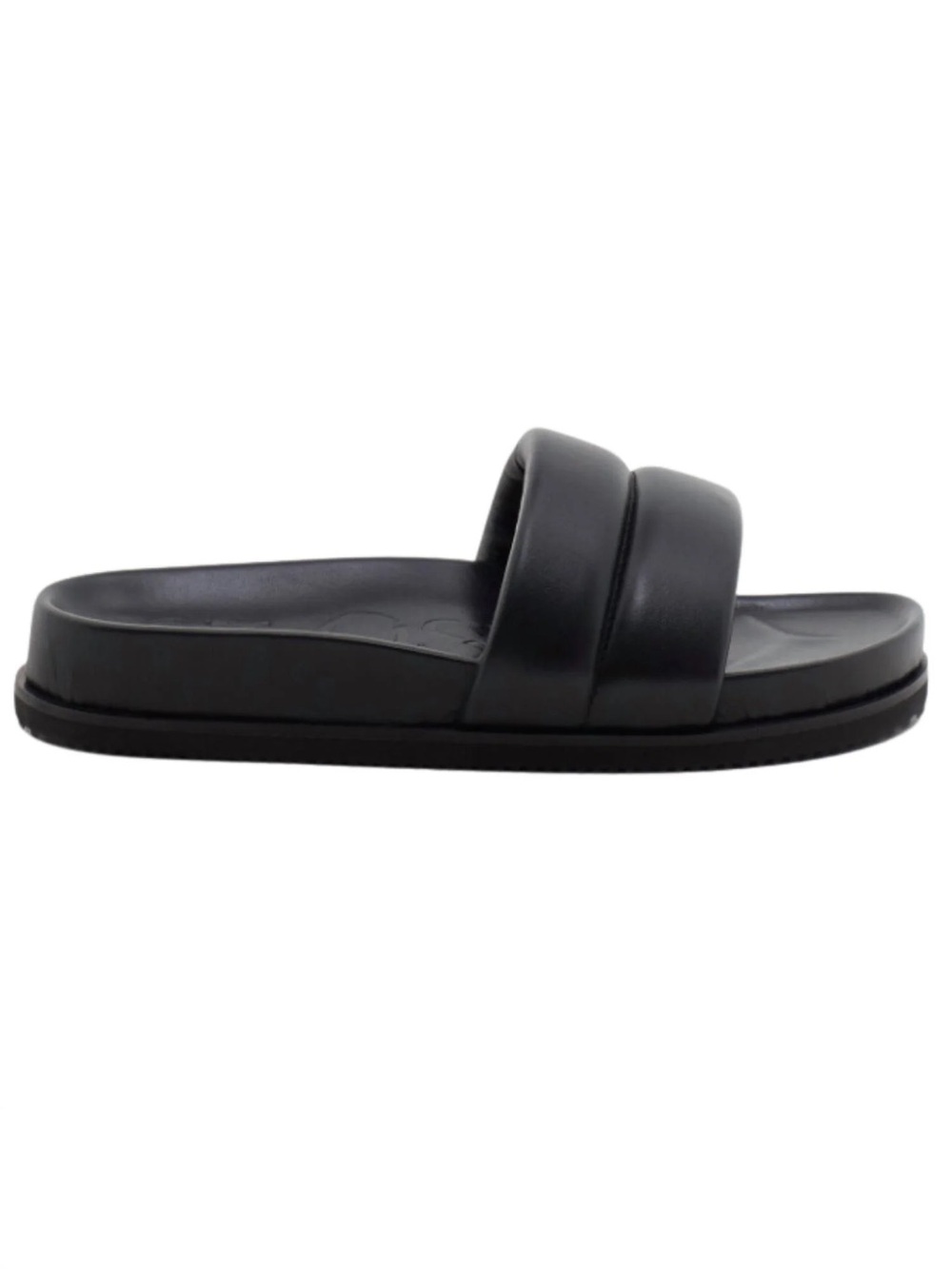 Closed Black Padded Double-Strap Slide Sandal, 7
